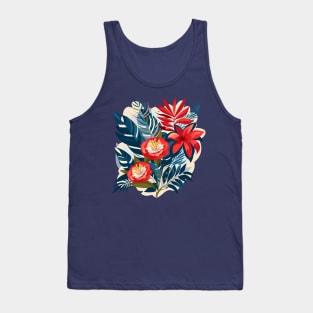 Vintage decorative tropical flowers and exotic birds, floral pattern trendy design, elements for holiday cards, frames, Boho style, Holiday Party decoration, Christmas Holiday, Birthday Artwork Tank Top